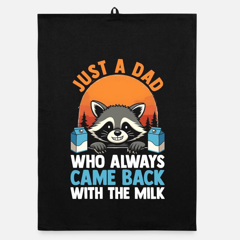 Papa raton laveur drôle revenu avec un panda déchet. Torchon bio