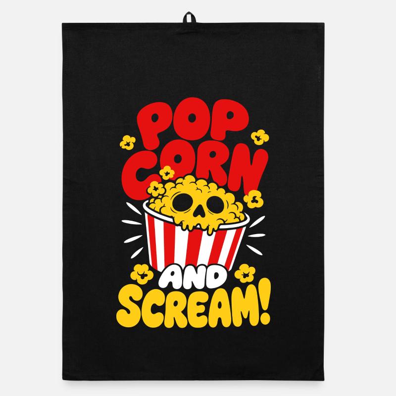Popcorn And Scream Horror Snack Organic dish towel