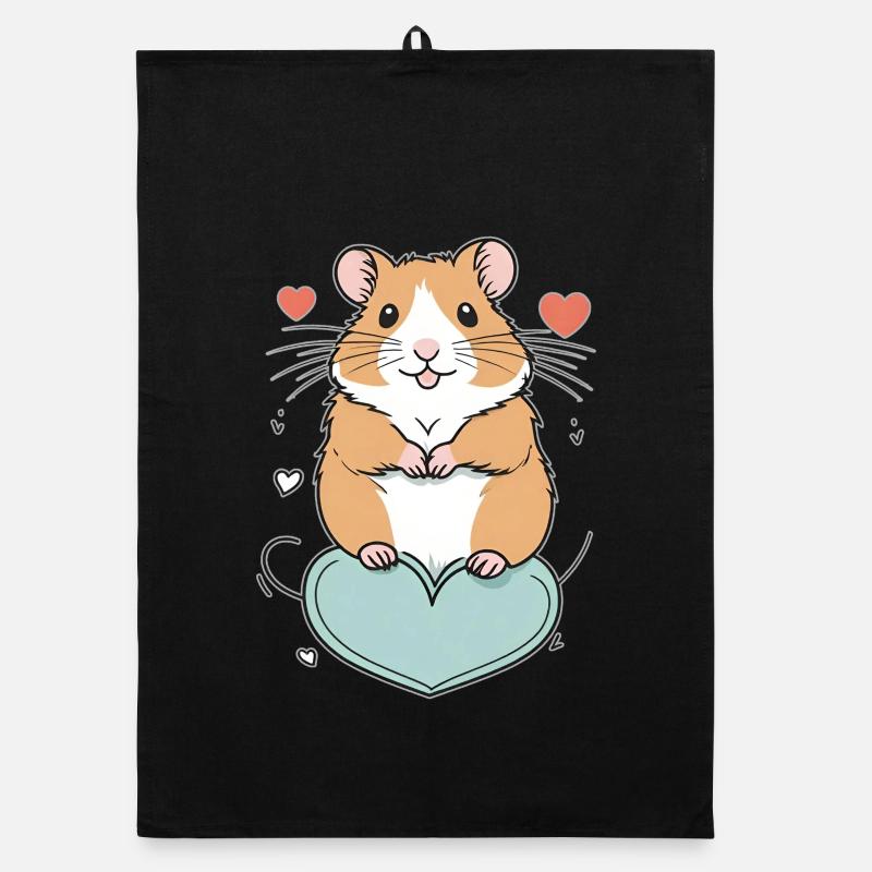 Hamster mit Herz Organic Geschirrtuch