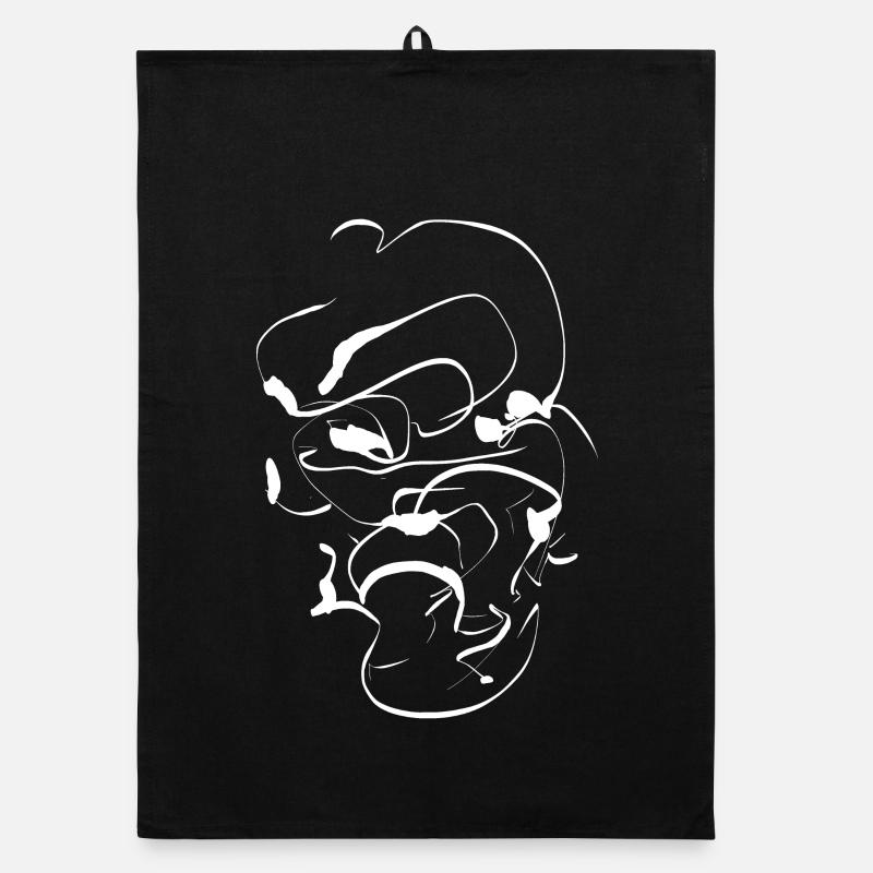 Samurai ink face / Abstract minimal mask Organic dish towel