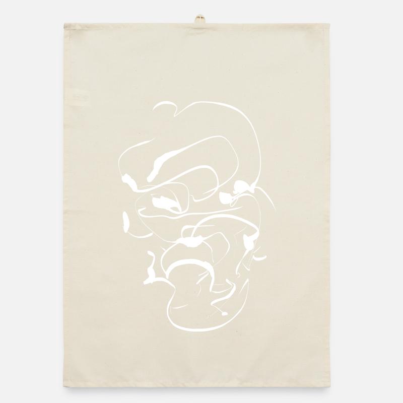 Samurai ink face / Abstract minimal mask Organic dish towel