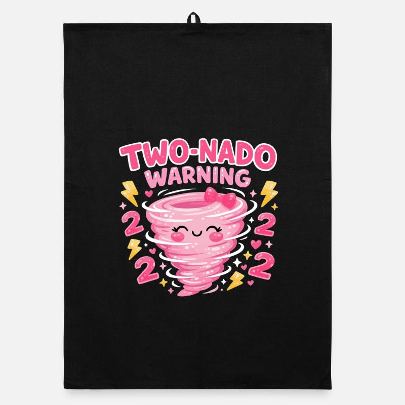Two-nado Warning 2. Geburtstag Mädchen Design Organic Geschirrtuch