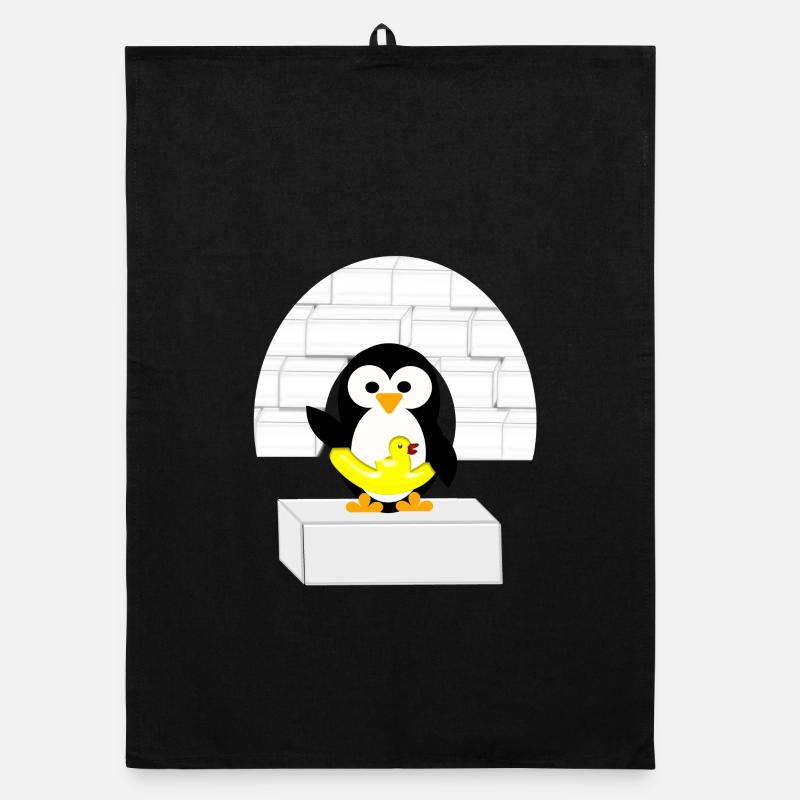 Pinguin - Organic Geschirrtuch - Schwarz