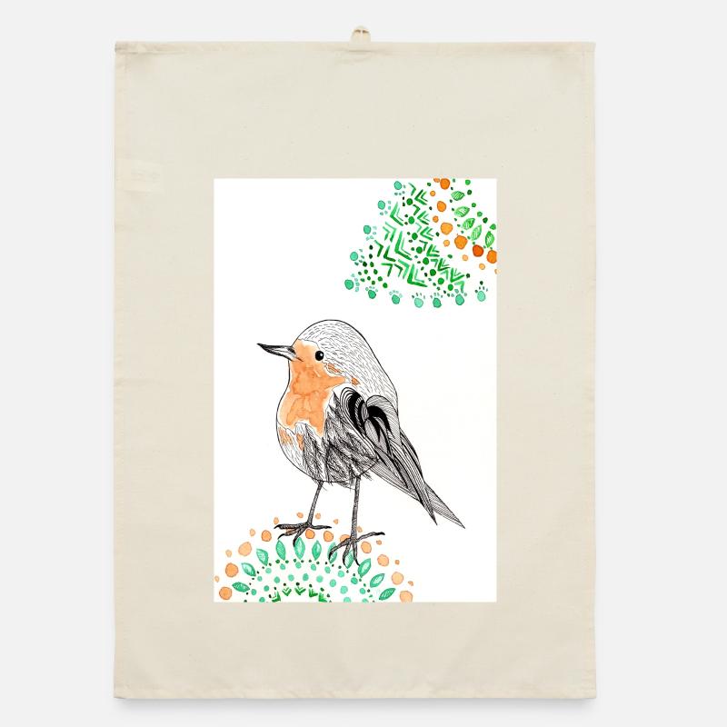 Rotkehlchen Poster Organic Geschirrtuch