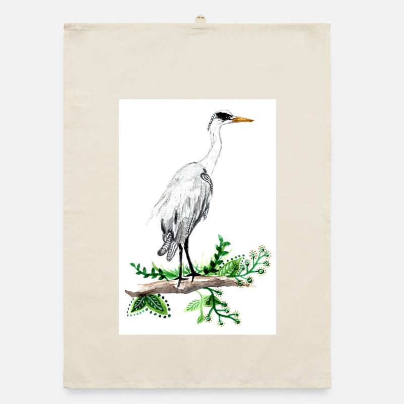 Affiche d'aquarelle de grand héron Torchon bio