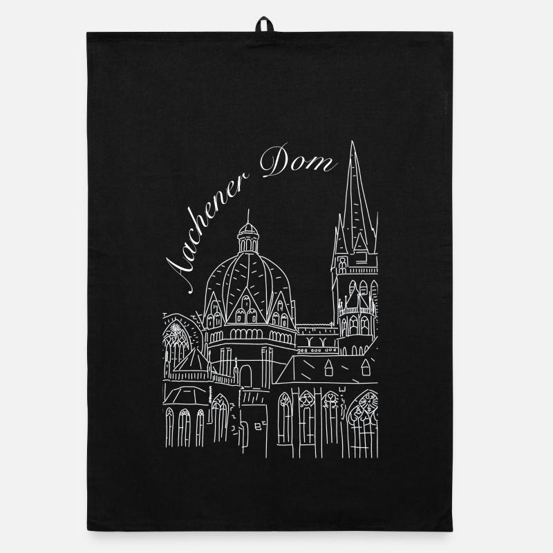 Aachener Dom in Deutschland, handgezeichnet Organic Geschirrtuch