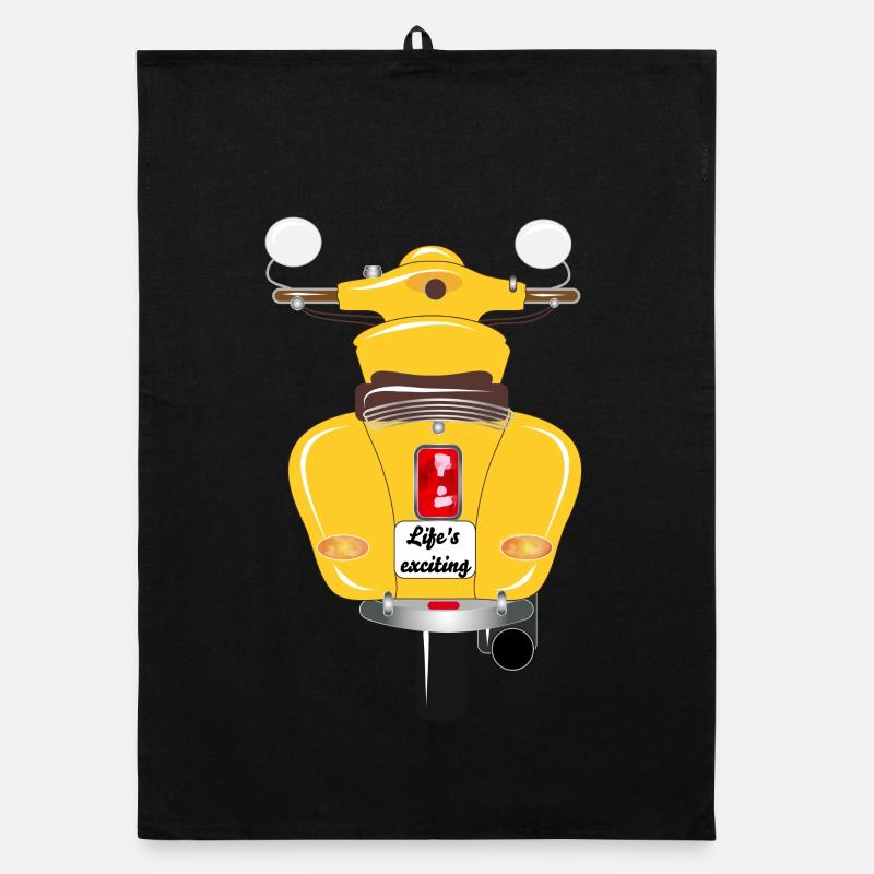 scooter jaune soleil avec plaque d'immatriculation excitante Torchon bio