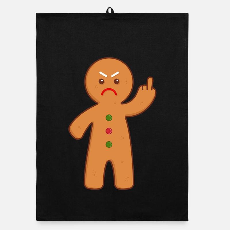 Gingerbread man stinking finger middle finger Organic dish towel