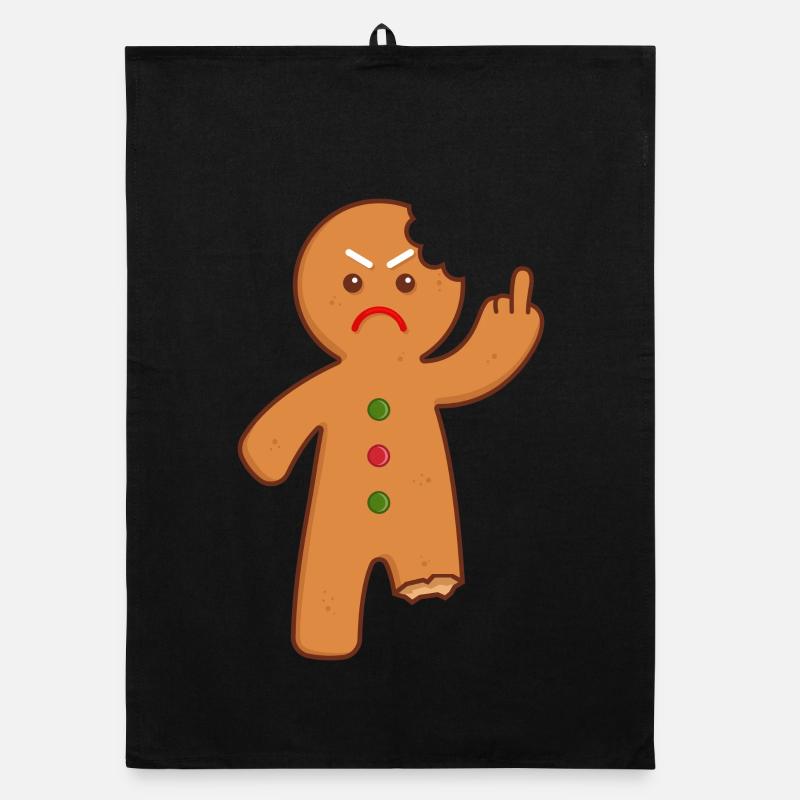 Gingerbread man stinking finger middle finger Organic dish towel