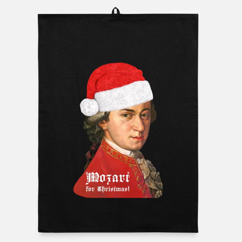 Noël avec Wolfgang Amadeus Mozart - Torchon bio - noir