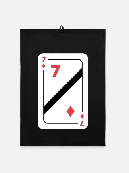 Seven Diamonds Carte à jouer Carte de poker - Torchon bio - noir - Devant