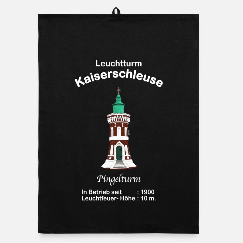 Leuchtturm Kaiserschleuse Bremerhaven Zeichnung Organic Geschirrtuch