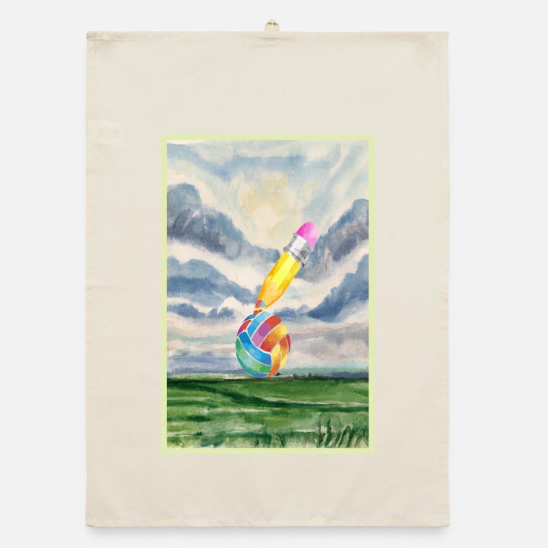 Paysage aquarelle avec boule Torchon bio