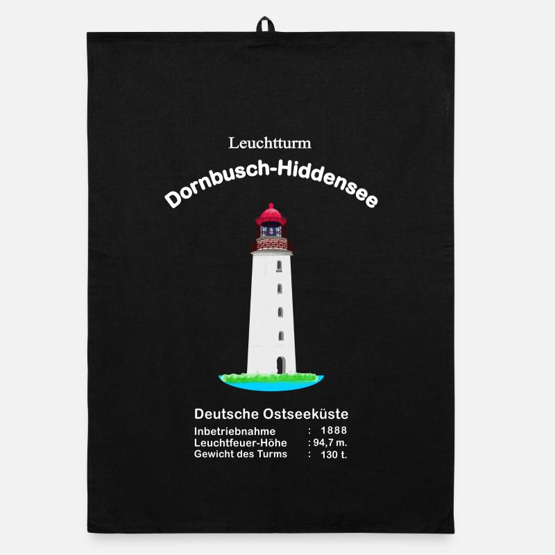 Leuchtturm Dornbusch, Insel Hiddensee, Ostseeküste - Organic Geschirrtuch - Schwarz