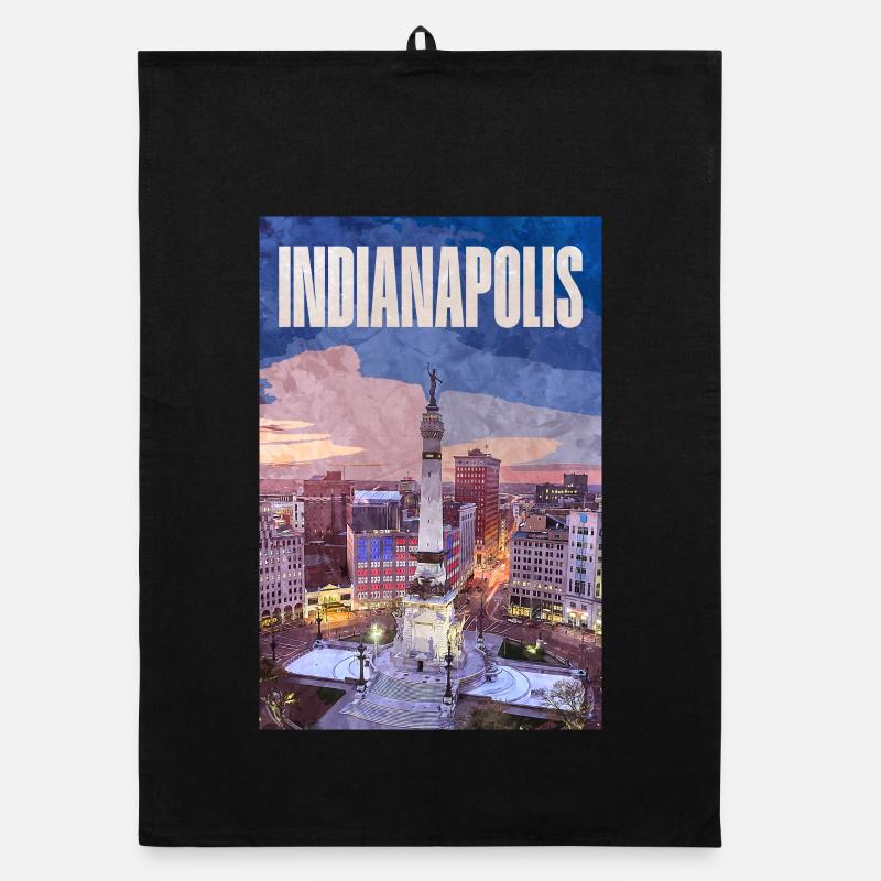 Indianapolis skyline at Monument Circle Organic dish towel