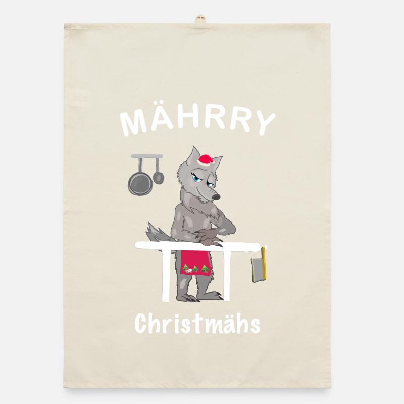 Kultiger Wolf Weihnachtsmütze, MÄHrry Christmähs Organic Geschirrtuch