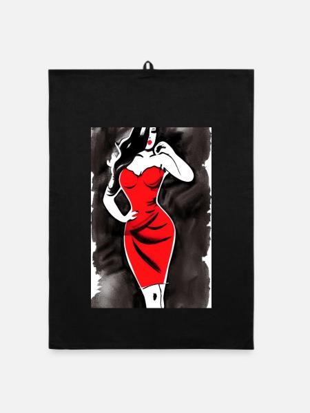 Pin up 2 - Organic Geschirrtuch - Schwarz - Vorne