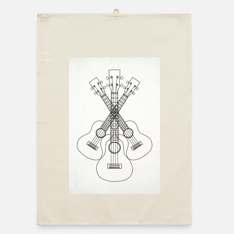 Ukulele LineArt noir - Affiche Torchon bio