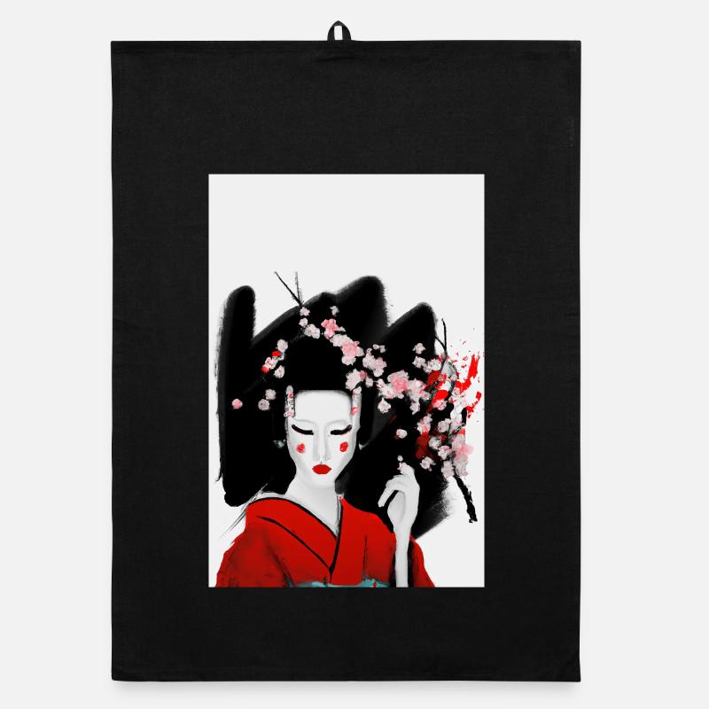 Blutige Geisha - Organic Geschirrtuch - Schwarz