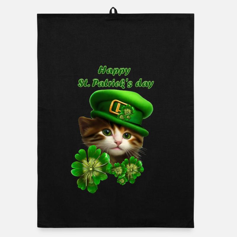 Süßes Kätzchen feiert den St. Patrick's Day Organic Geschirrtuch