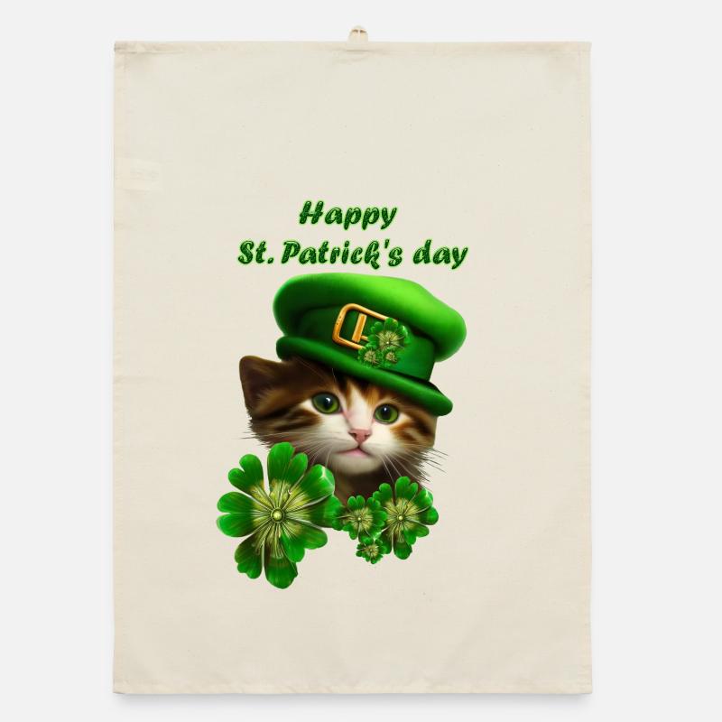 Süßes Kätzchen feiert den St. Patrick's Day Organic Geschirrtuch