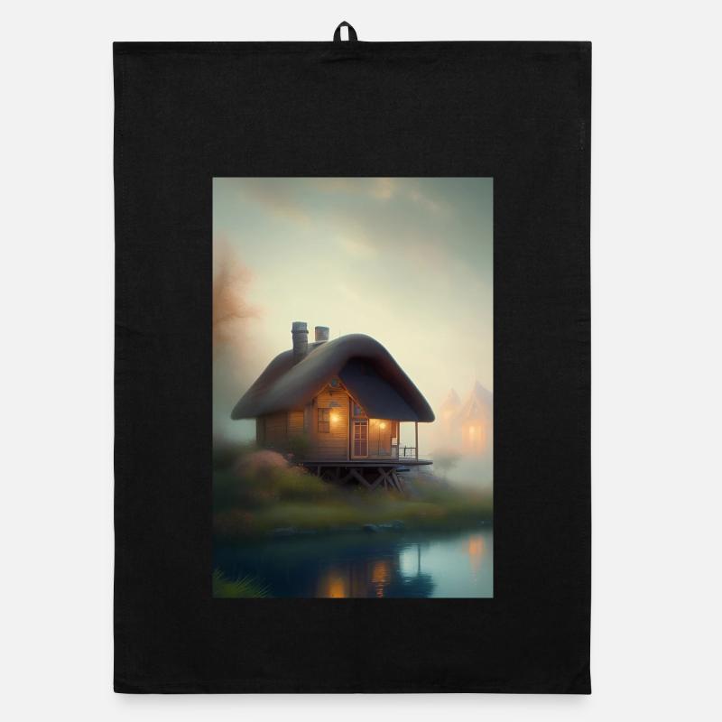 Charming lakeside cabin Organic dish towel