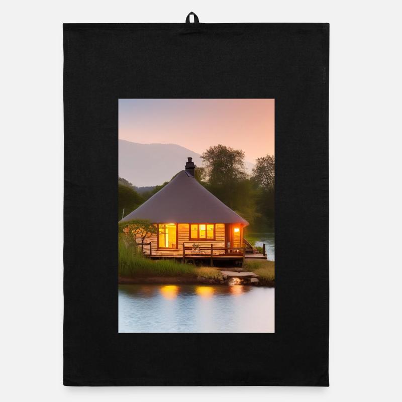 Charming lakeside cabin Organic dish towel
