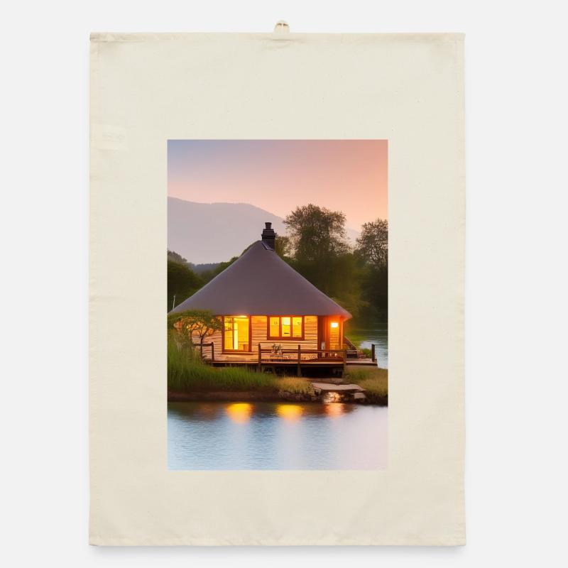 Charming lakeside cabin Organic dish towel