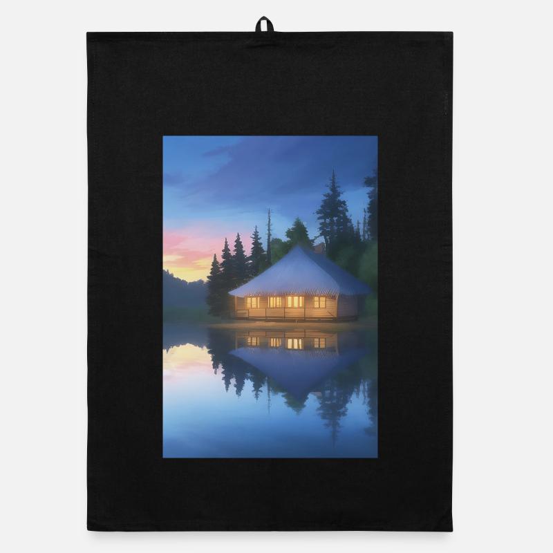 Charming lakeside cabin Organic dish towel