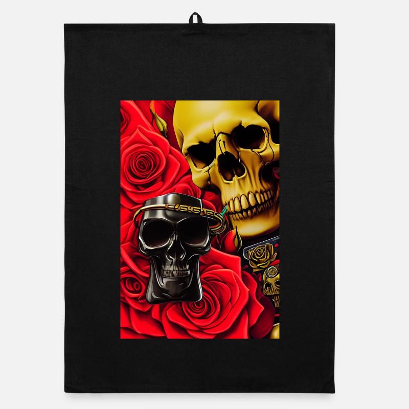 Crânes avec des roses Torchon bio