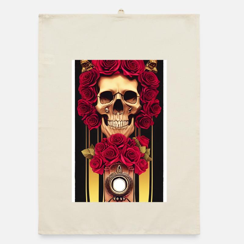 Crâne abstrait avec des roses Torchon bio