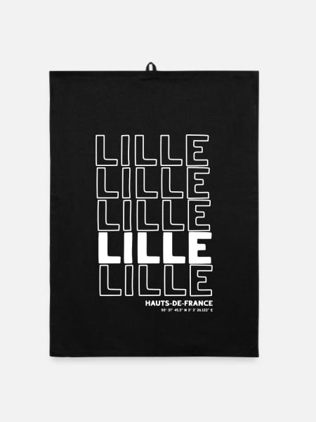 Lille Schriftzug Muster HautsdeFrance - Organic Geschirrtuch - Schwarz - Vorne