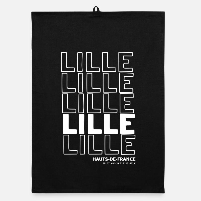 Lille lettering pattern HautsdeFrance Organic dish towel