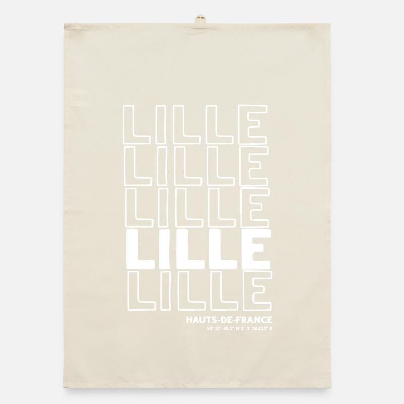 Lille lettering pattern HautsdeFrance Organic dish towel