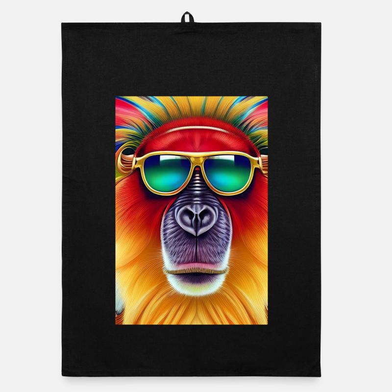 Cool monkey with sunglasses Organic dish towel