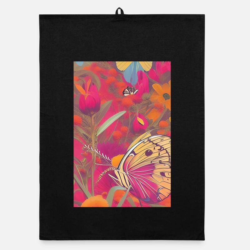 Flowers and butterfly Organic dish towel