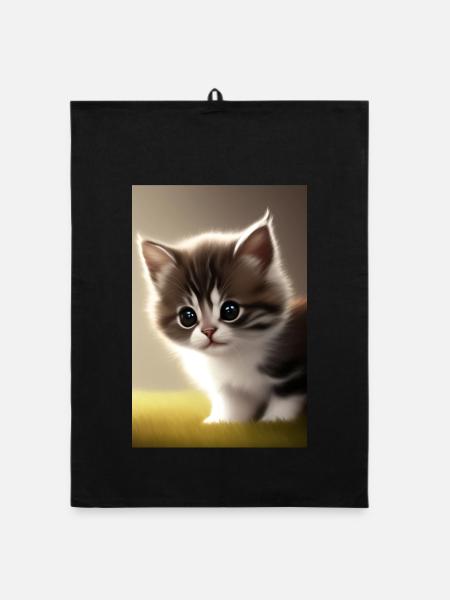 Baby Katze - Organic Geschirrtuch - Schwarz - Vorne