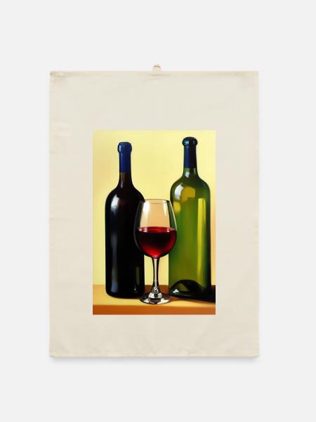 Buveurs de vin - Torchon bio - nature - Devant
