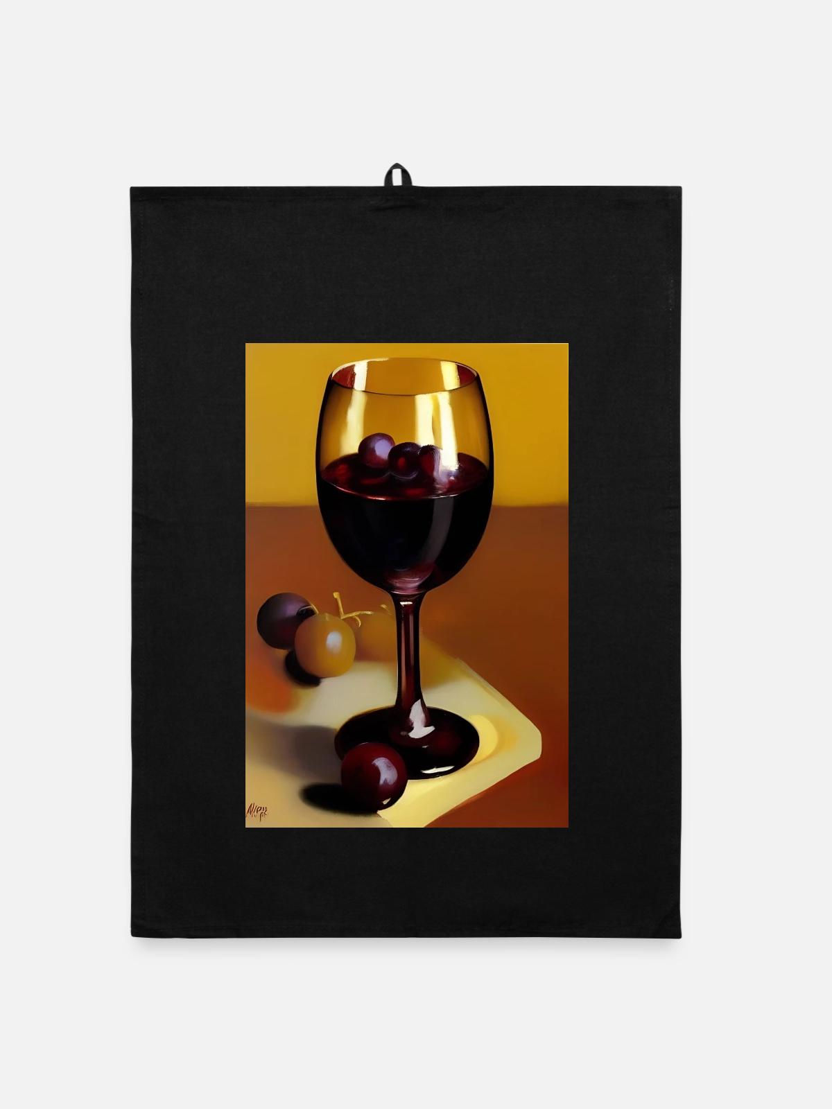 Buveurs de vin - Torchon bio - noir - Devant