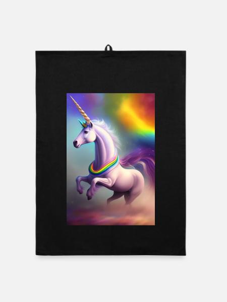 Einhorn - Organic Geschirrtuch - Schwarz - Vorne