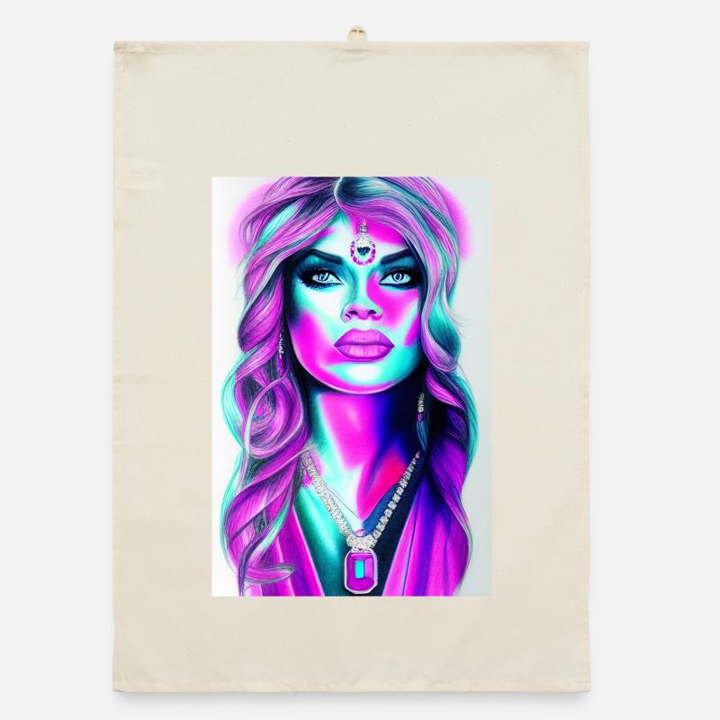 Femme avec des bijoux Torchon bio