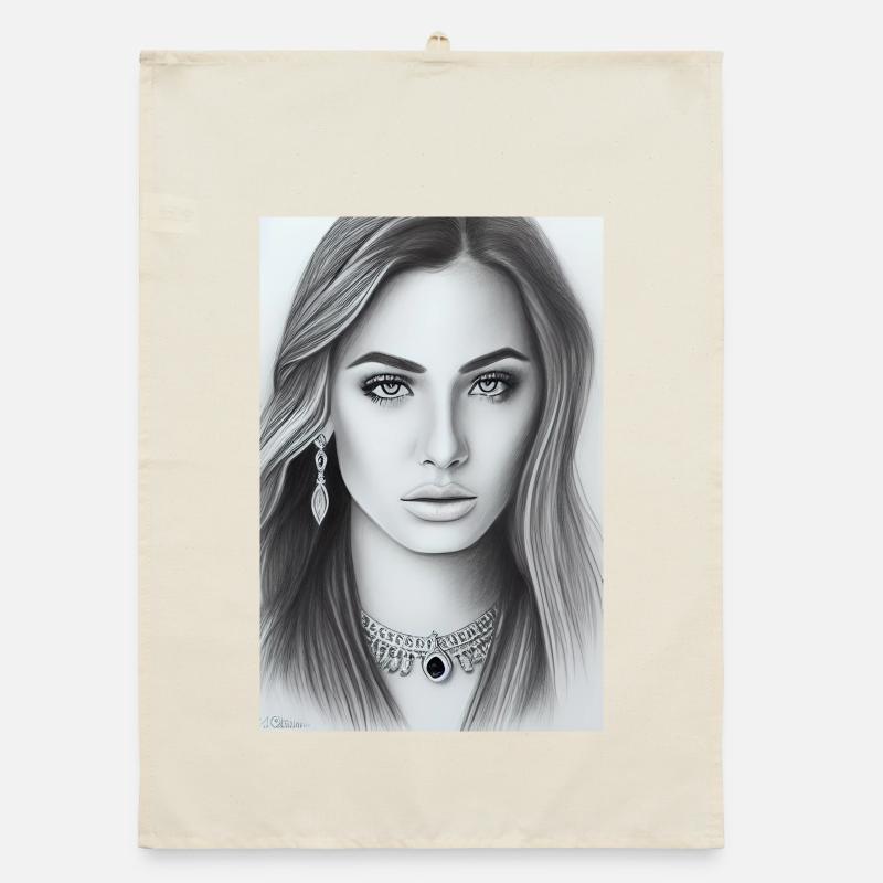 Femme avec des bijoux Torchon bio