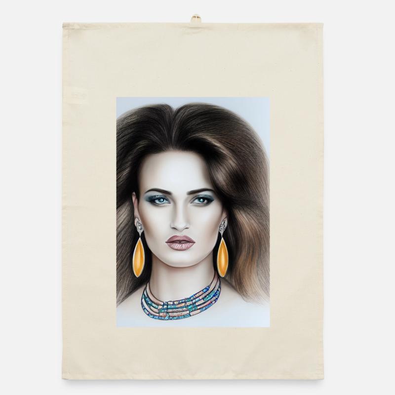 Frau mit Schmuck Organic Geschirrtuch