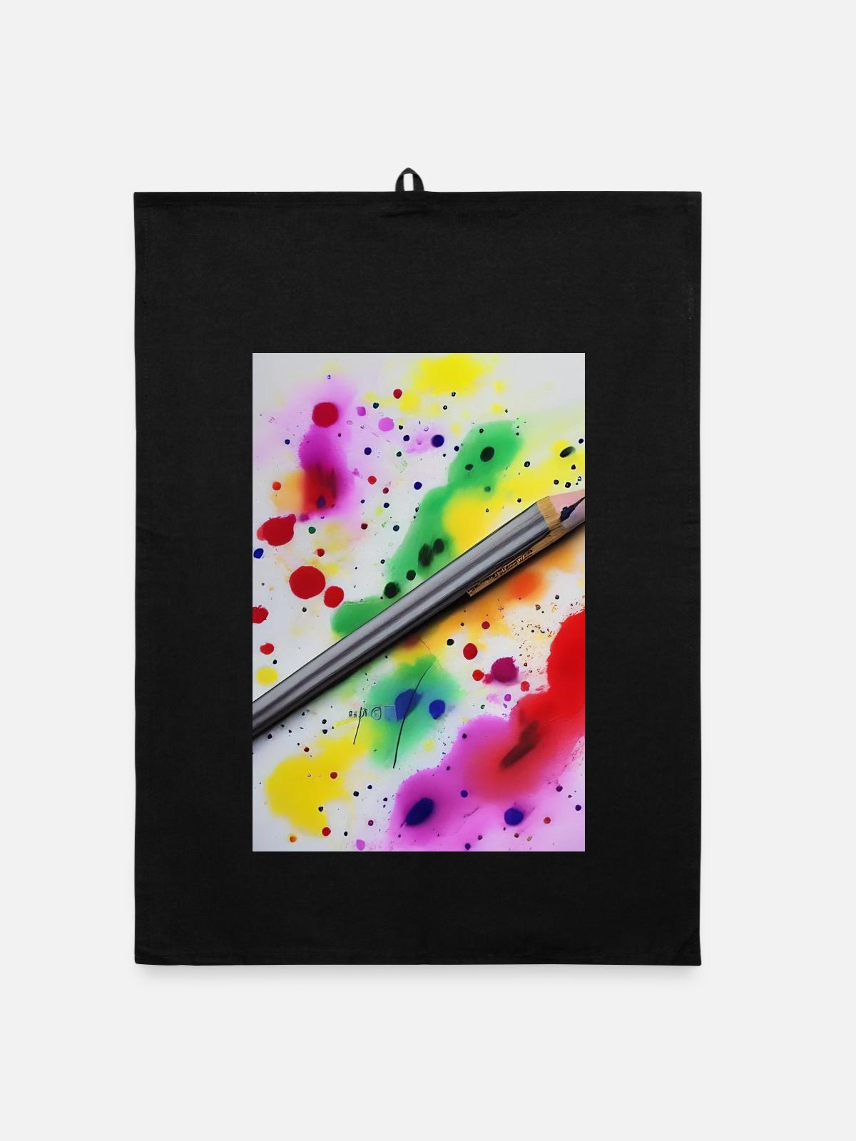 Éclaboussures de peinture - Torchon bio - noir - Devant