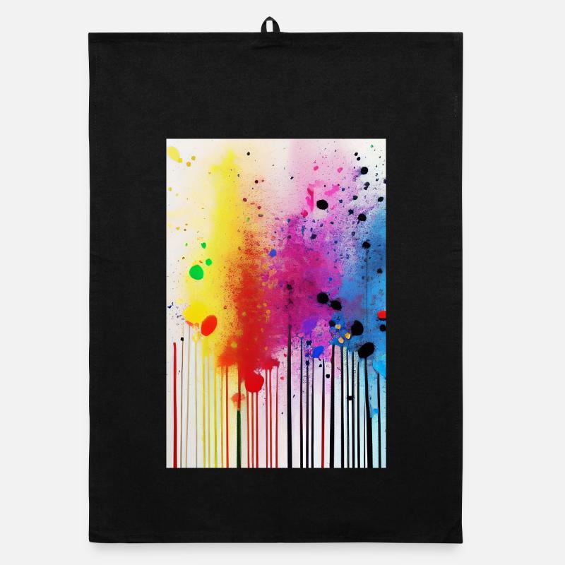 Splashes of paint and lines Organic dish towel