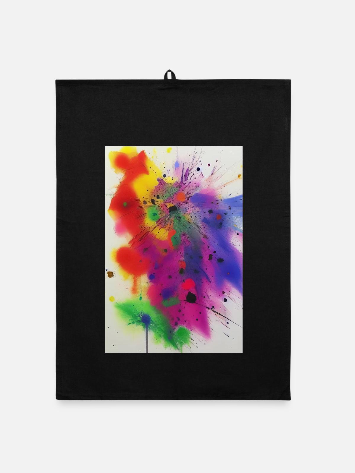 Splashes of paint - Organic dish towel - black - Front