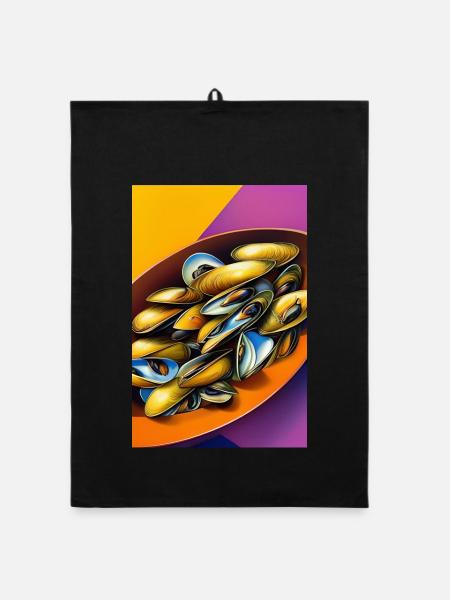 Mussels - Organic dish towel - black - Front