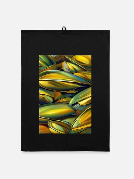 Mussels - Organic dish towel - black - Front