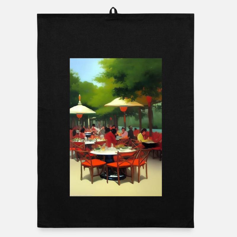 Outdoor Asian Cafe Organic dish towel