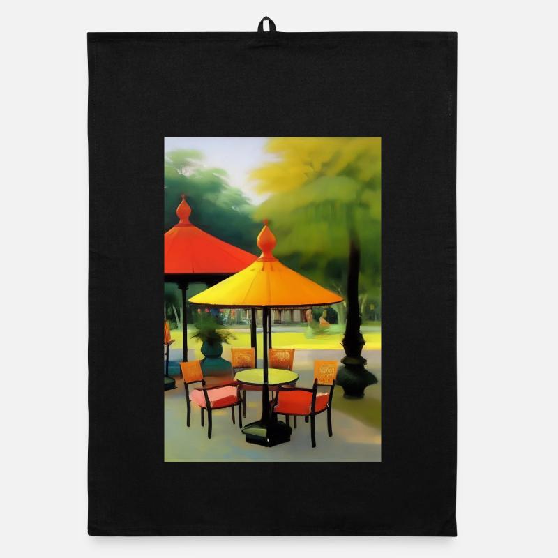 Outdoor Asian Cafe Organic dish towel